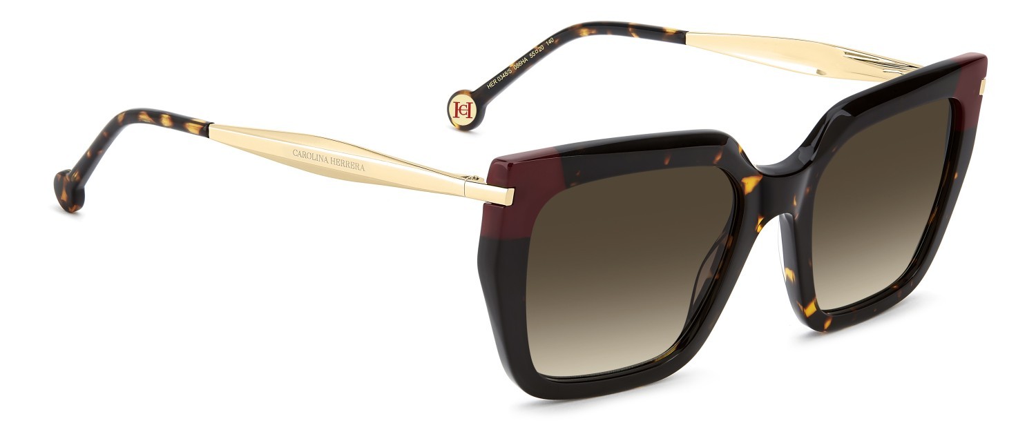 Occhiali da sole Carolina Herrera Her 0348/S 208408 086 HA colore havana forma rettangolare lenti brown shaded