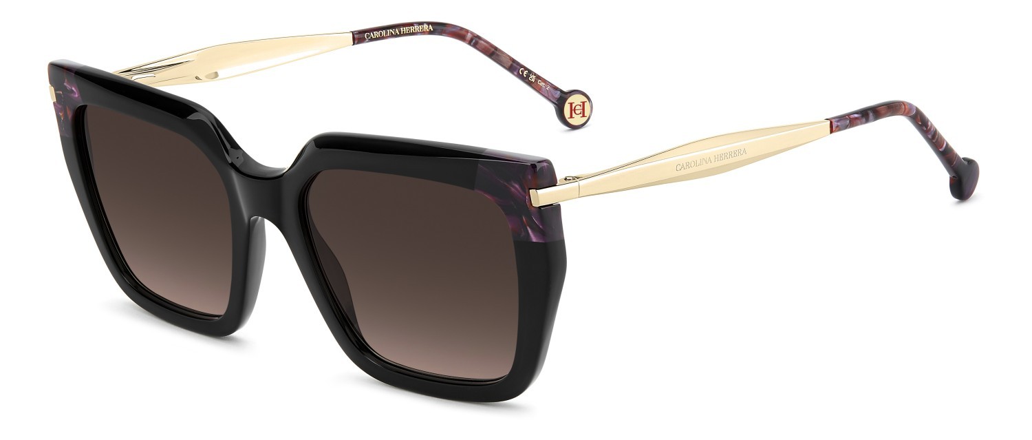 Occhiali da sole Carolina Herrera Her 0348/S 208408 3H2 HA colore black pink forma rettangolare lenti brown shaded