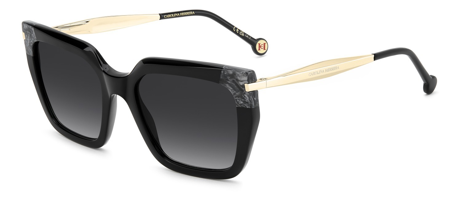 Occhiali da sole Carolina Herrera Her 0348/S 208408 807 9O colore black forma rettangolare lenti dark grey shaded