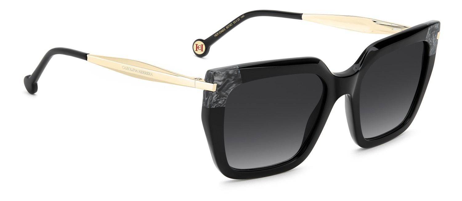 Occhiali da sole Carolina Herrera Her 0348/S 208408 807 9O colore black forma rettangolare lenti dark grey shaded