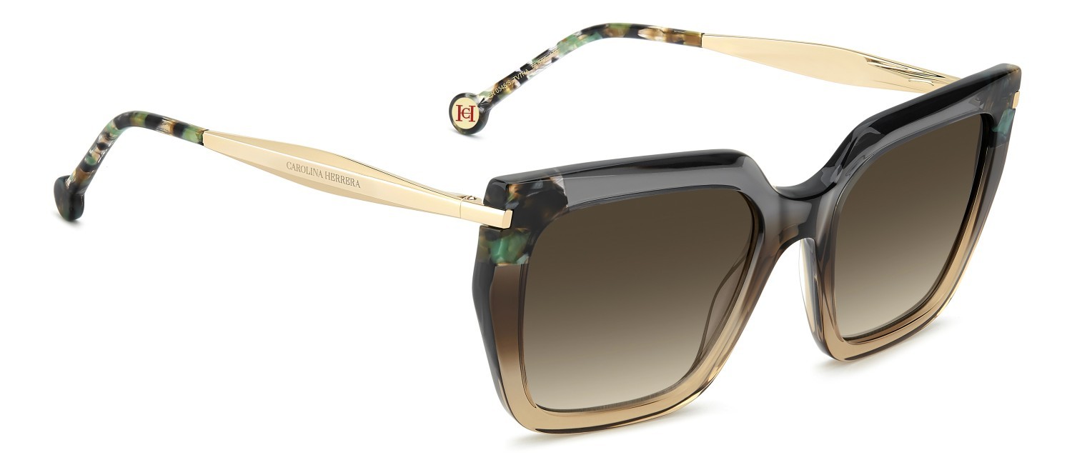 Sunglasses Carolina Herrera Her 0348/S 208408 TV7 HA color brown shaded grey shape rectangle lenses brown shaded