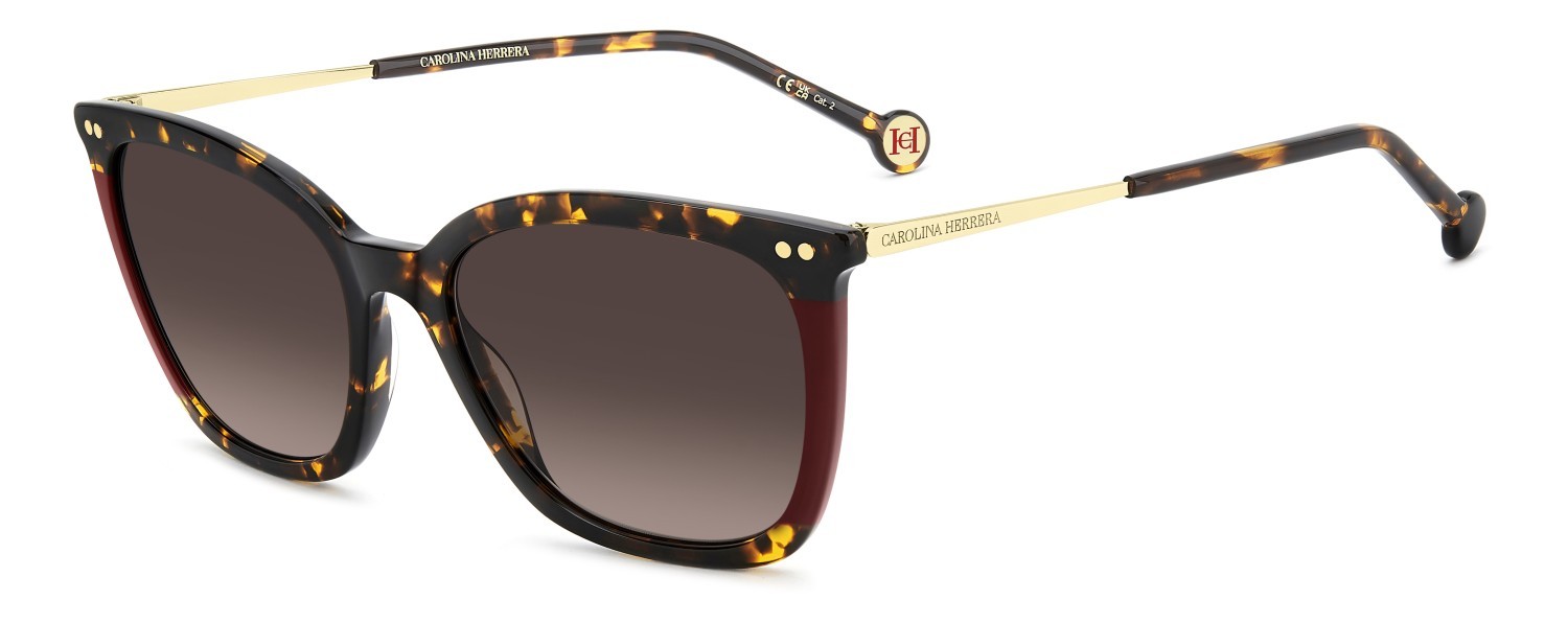 Occhiali da sole Carolina Herrera Her 0344/S 208409 65T HA colore havana burgundy forma farfalla lenti brown shaded