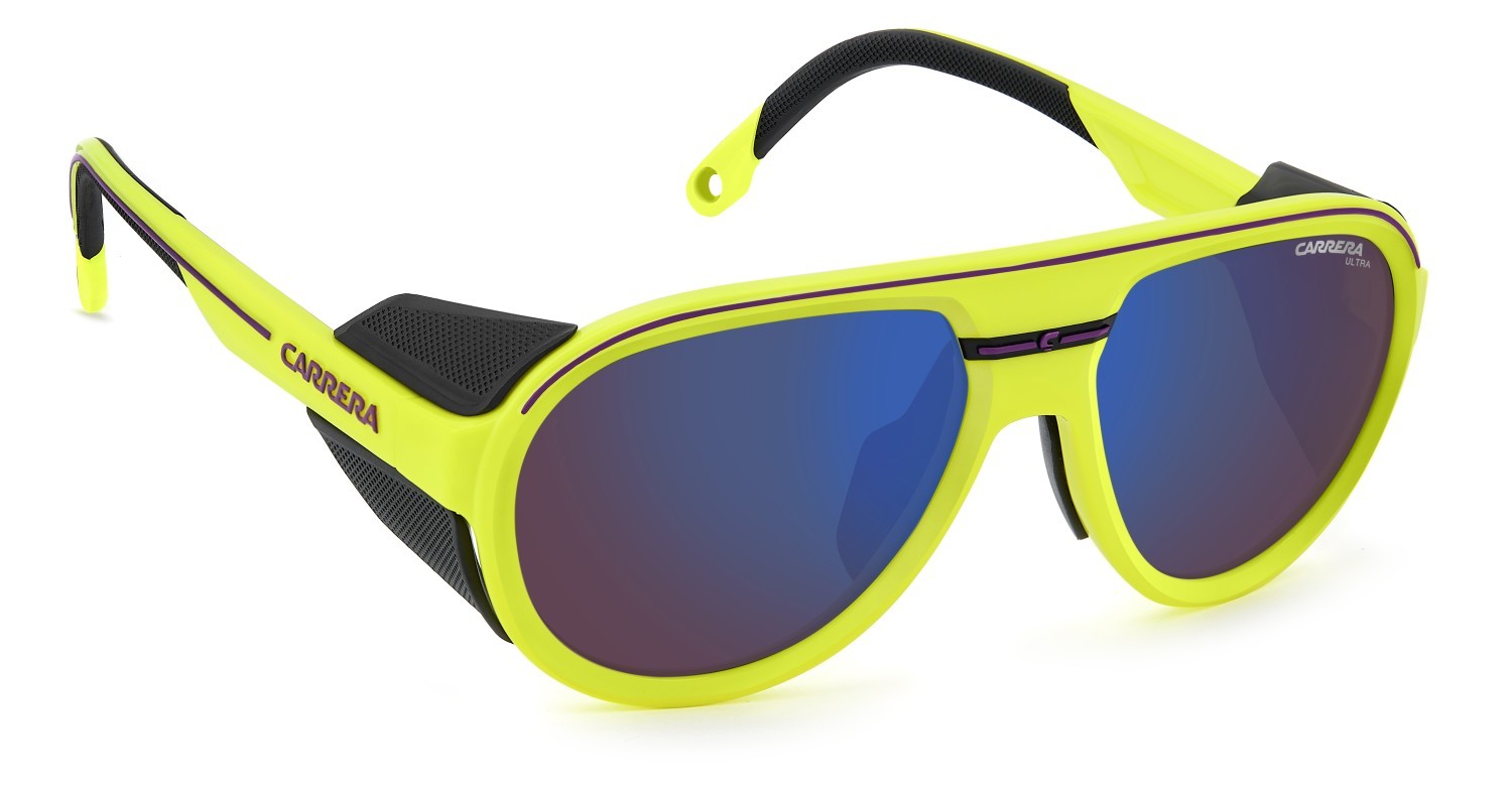 Occhiali da sole Carrera C Sport 09/S 208411 4CW MG colore yellow black forma aviator lenti violet high contrast blue filter