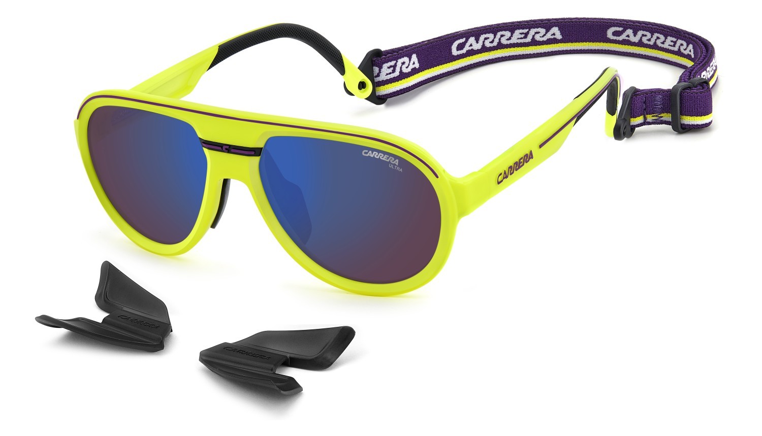 Occhiali da sole Carrera C Sport 09/S 208411 4CW MG colore yellow black forma aviator lenti violet high contrast blue filter