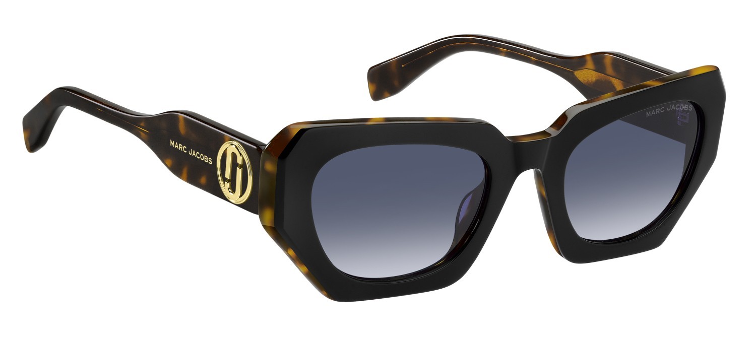 Occhiali da sole Marc Jacobs 851/S 208412 WR7 08 colore black havana forma rettangolare lenti dk blue shaded