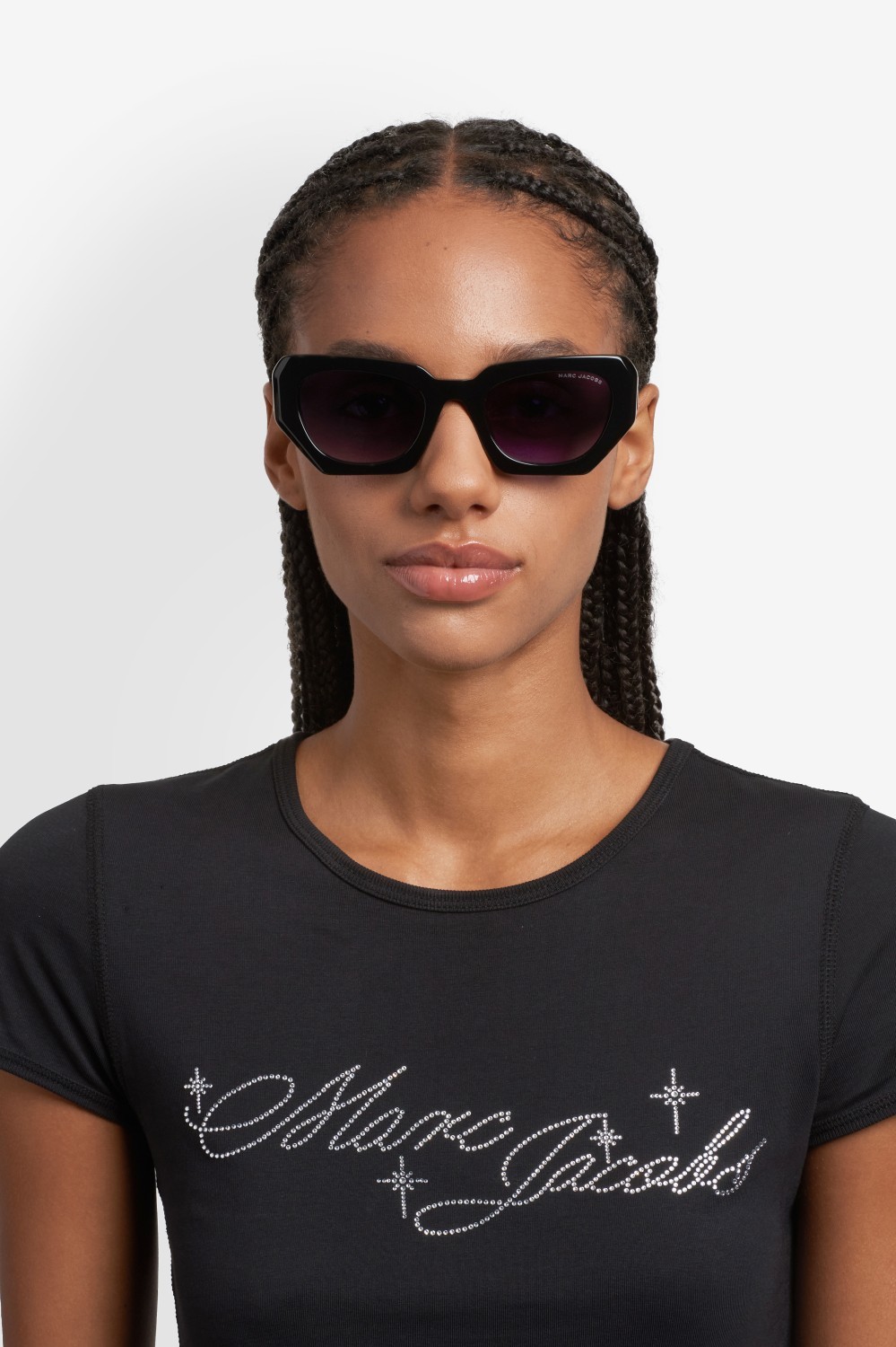 Occhiali da sole Marc Jacobs 851/S 208412 WR7 08 colore black havana forma rettangolare lenti dk blue shaded