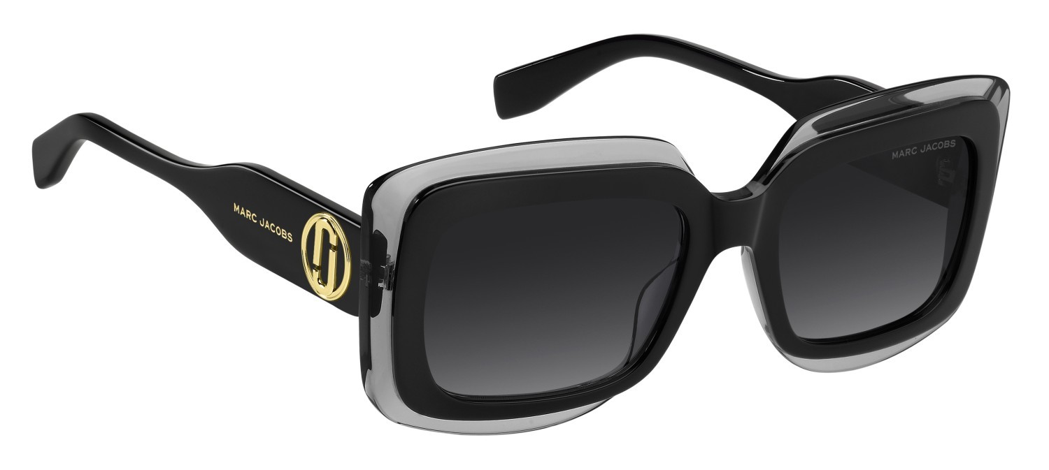 Occhiali da sole Marc Jacobs 850/S 208413 08A 9O colore black grey forma rettangolare lenti dark grey shaded