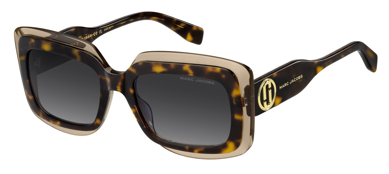 Sunglasses Marc Jacobs 850/S 208413 XLT 9O color havana beige shape rectangle lenses dark grey shaded