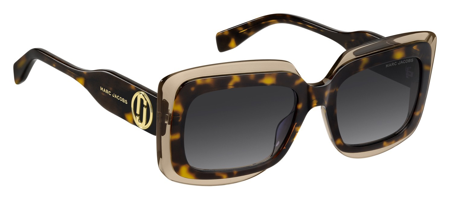 Sunglasses Marc Jacobs 850/S 208413 XLT 9O color havana beige shape rectangle lenses dark grey shaded
