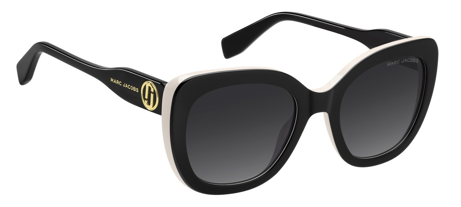 Occhiali da sole Marc Jacobs 852/S 208415 80S 9O colore black white forma cat eye lenti dark grey shaded