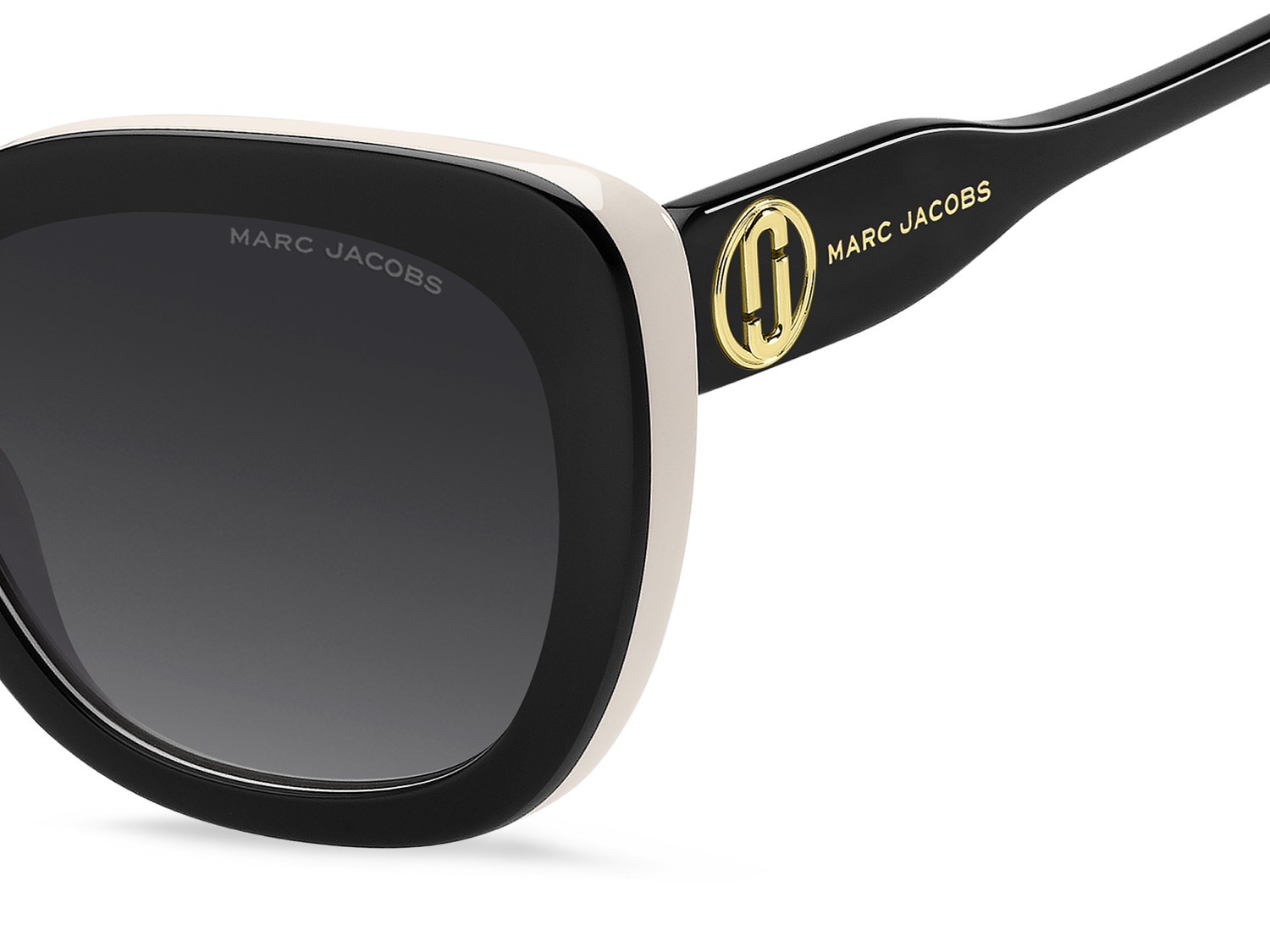 Occhiali da sole Marc Jacobs 852/S 208415 80S 9O colore black white forma cat eye lenti dark grey shaded