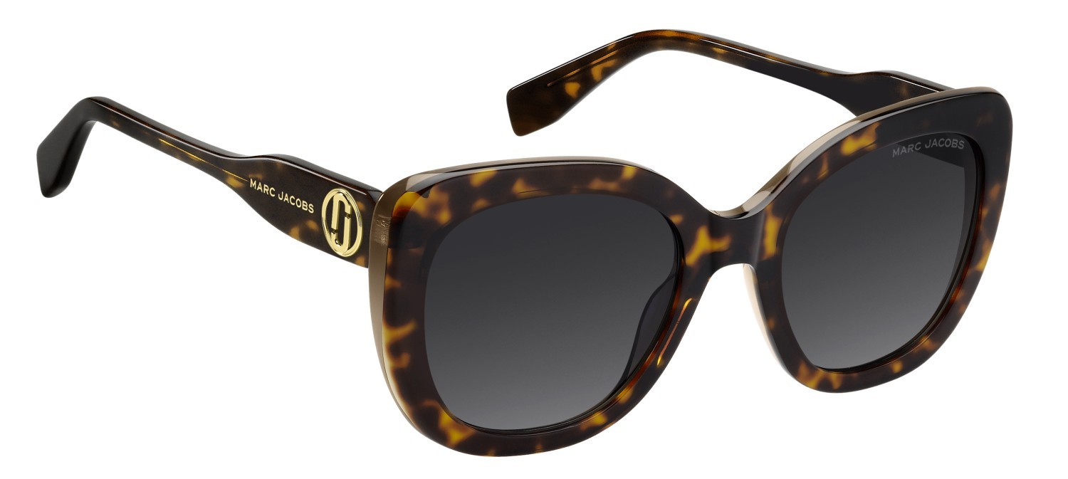 Occhiali da sole Marc Jacobs 852/S 208415 XLT 9O colore havana beige forma cat eye lenti dark grey shaded
