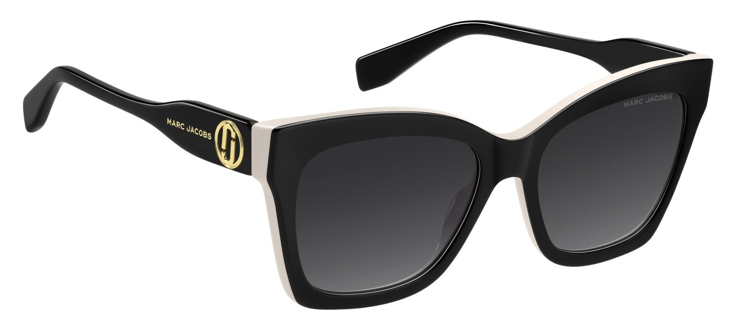 Occhiali da sole Marc Jacobs 853/S 208416 80S 9O colore black white forma cat eye lenti dark grey shaded