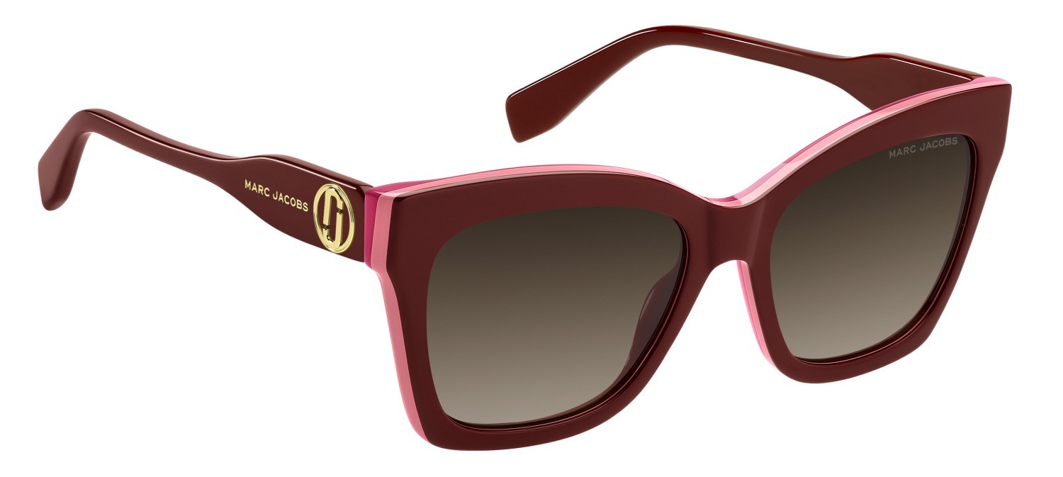 Occhiali da sole Marc Jacobs 853/S 208416 DHV HA colore burgundy fuchsia forma cat eye lenti brown shaded