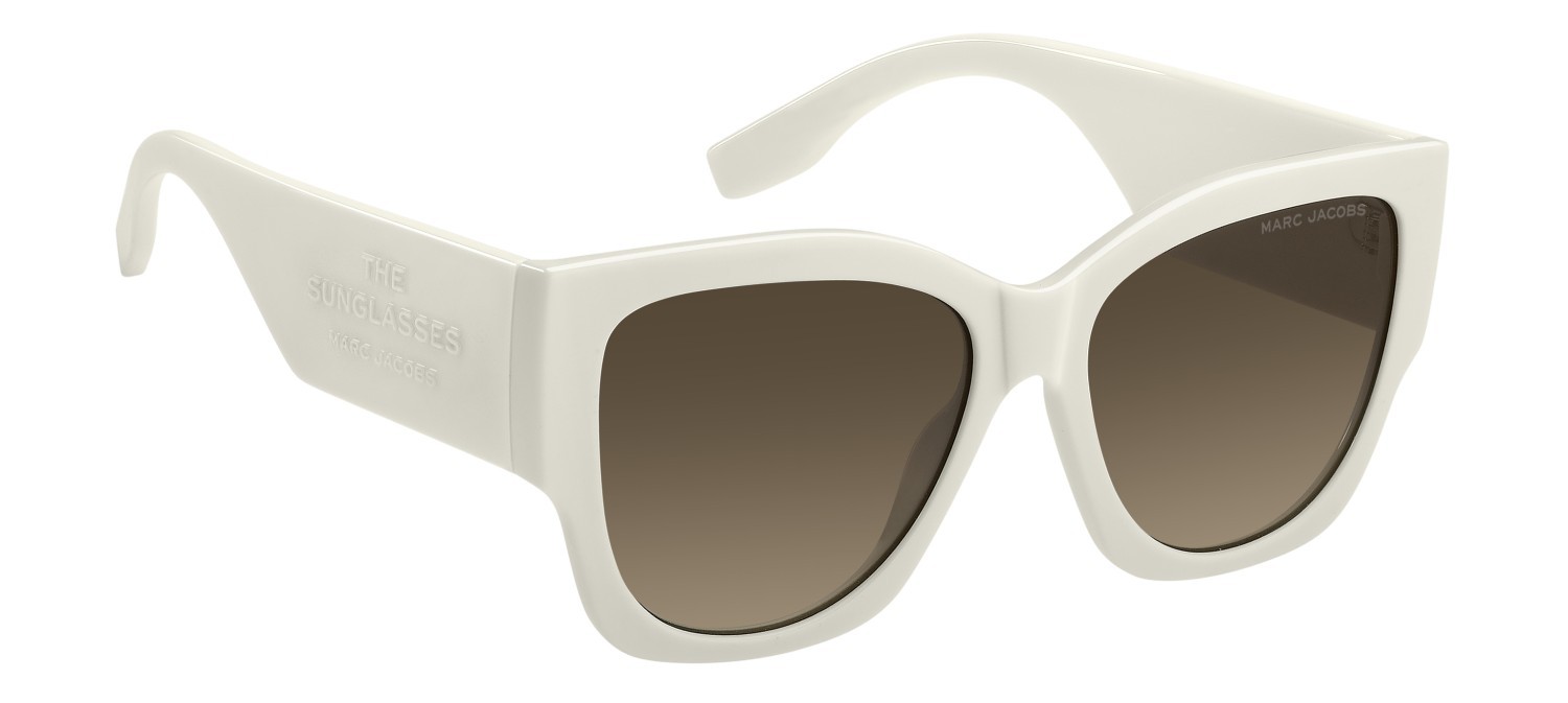 Occhiali da sole Marc Jacobs 859/S 208417 SZJ HA colore ivory forma cat eye lenti brown shaded
