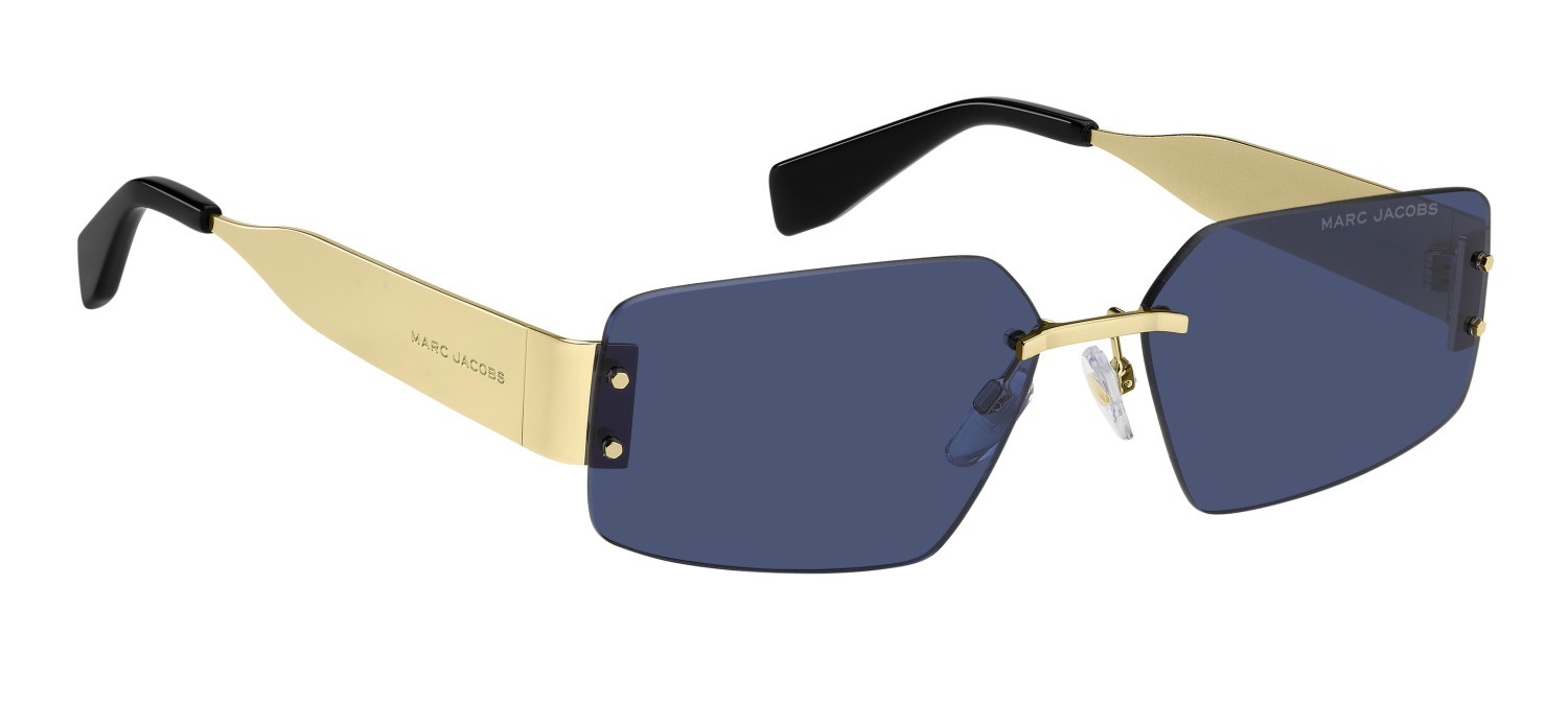 Occhiali da sole Marc Jacobs 875/S 208419 LKS KU colore gold blue forma rettangolare lenti blue