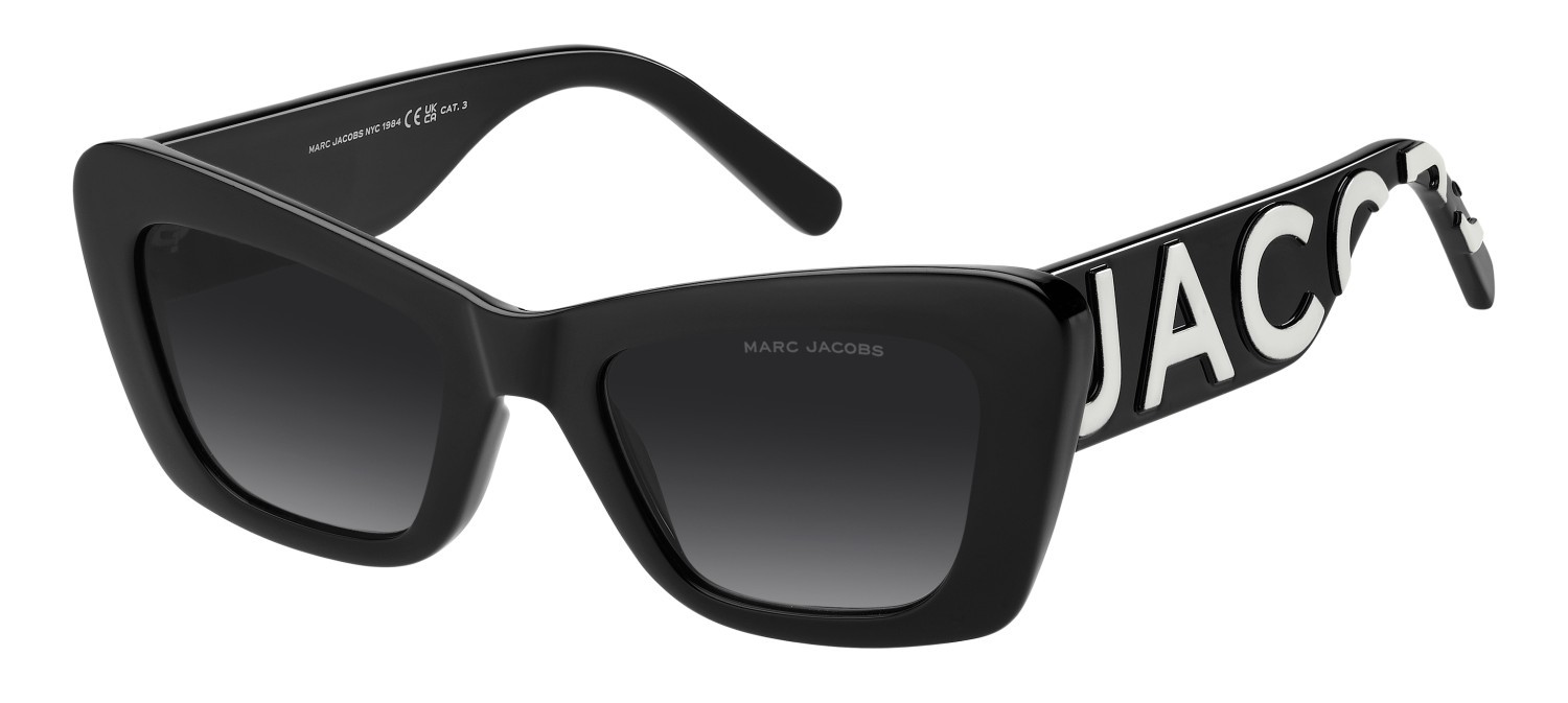 Sunglasses Marc Jacobs 864/S 208420 80S 9O color black white shape cat eye lenses dark grey shaded