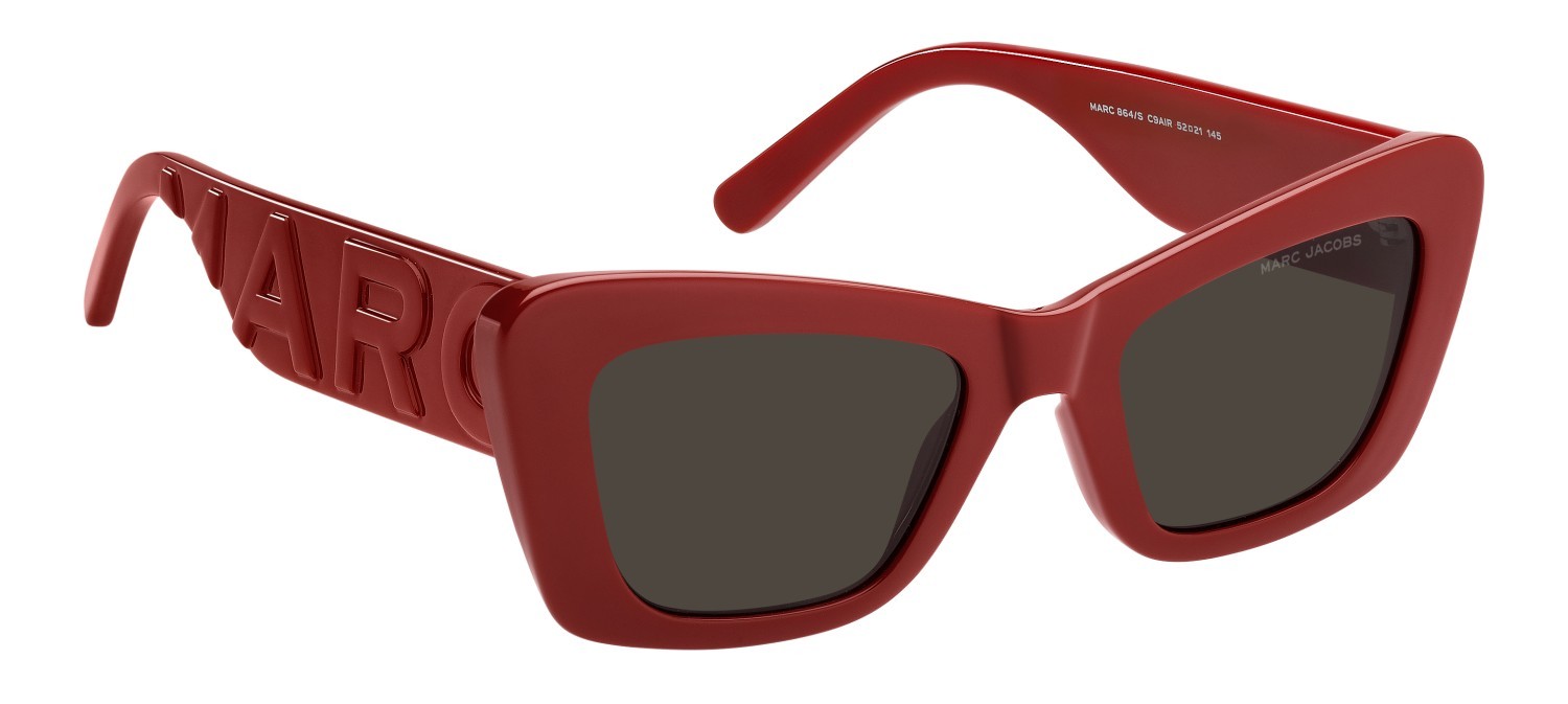 Occhiali da sole Marc Jacobs 864/S 208420 C9A IR colore red forma cat eye lenti grey