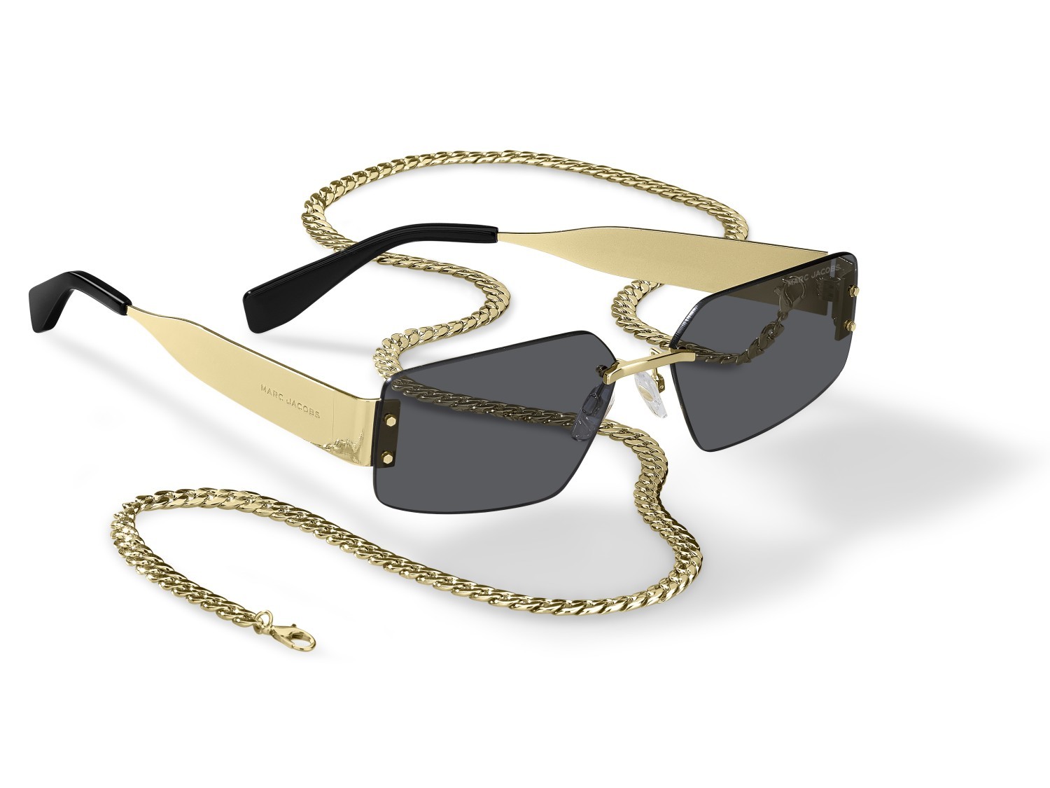 Occhiali da sole Marc Jacobs 875/N 208421 RHL IR colore gold black 2 forma rettangolare lenti grey