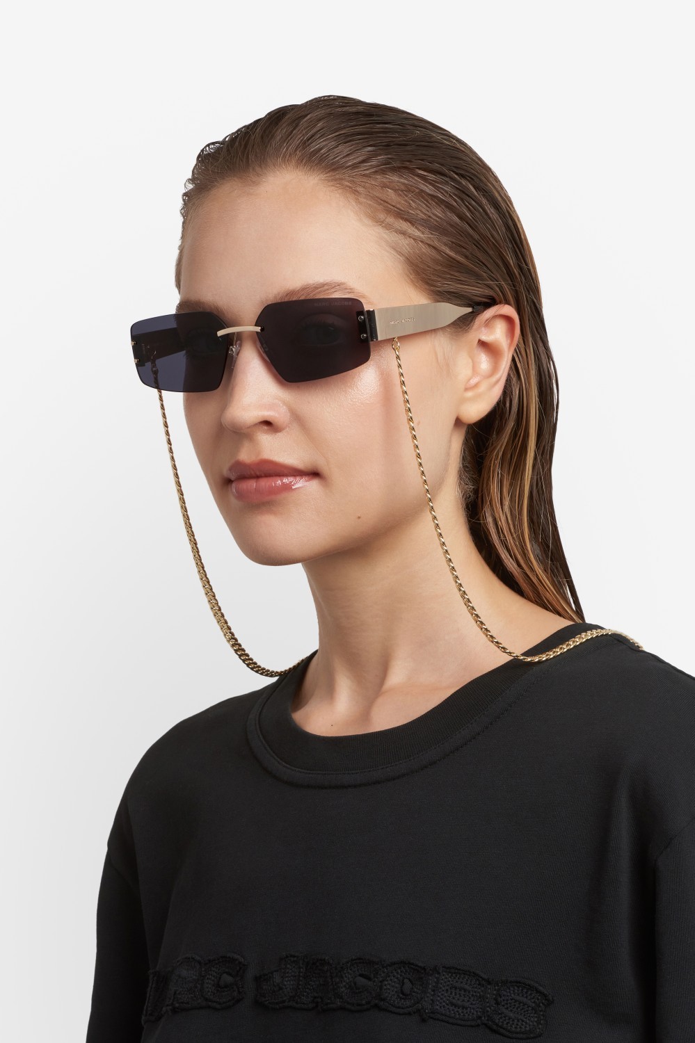 Occhiali da sole Marc Jacobs 875/N 208421 RHL IR colore gold black 2 forma rettangolare lenti grey