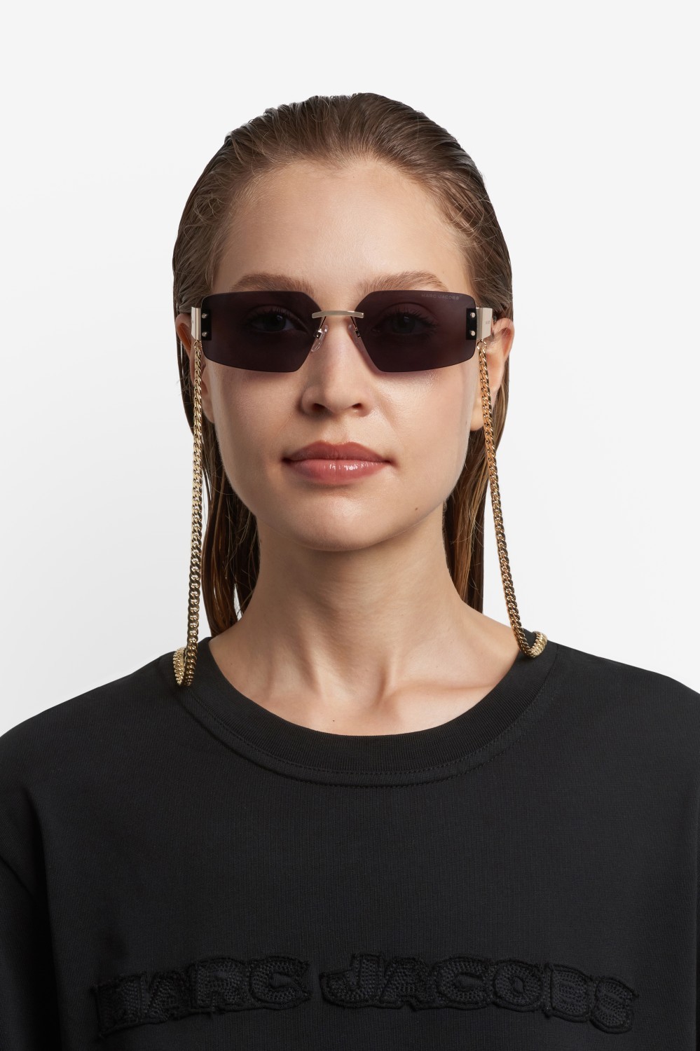 Occhiali da sole Marc Jacobs 875/N 208421 RHL IR colore gold black 2 forma rettangolare lenti grey