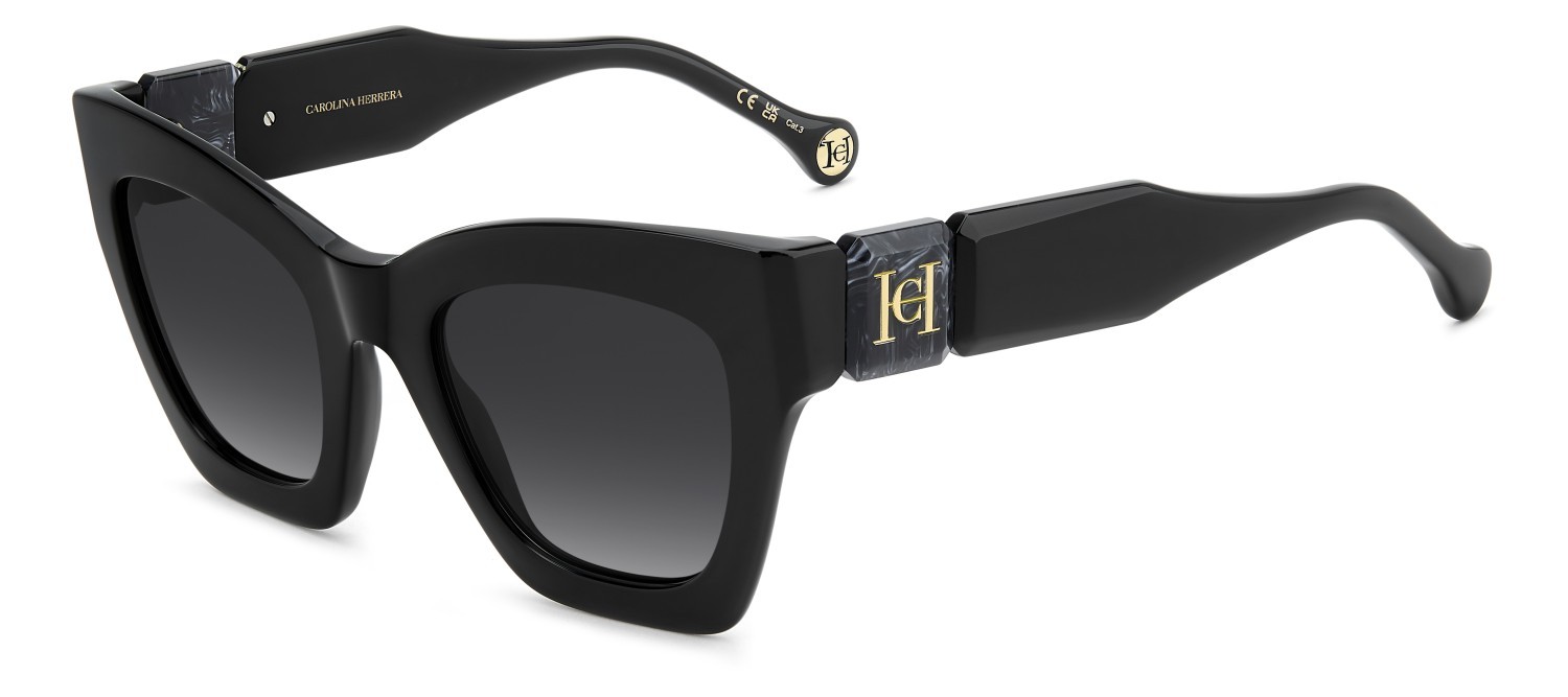 Occhiali da sole Carolina Herrera Her 0327/S 208423 807 9O colore black forma cat eye lenti dark grey shaded