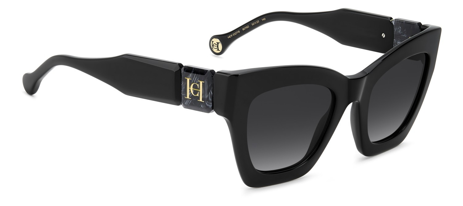 Occhiali da sole Carolina Herrera Her 0327/S 208423 807 9O colore black forma cat eye lenti dark grey shaded