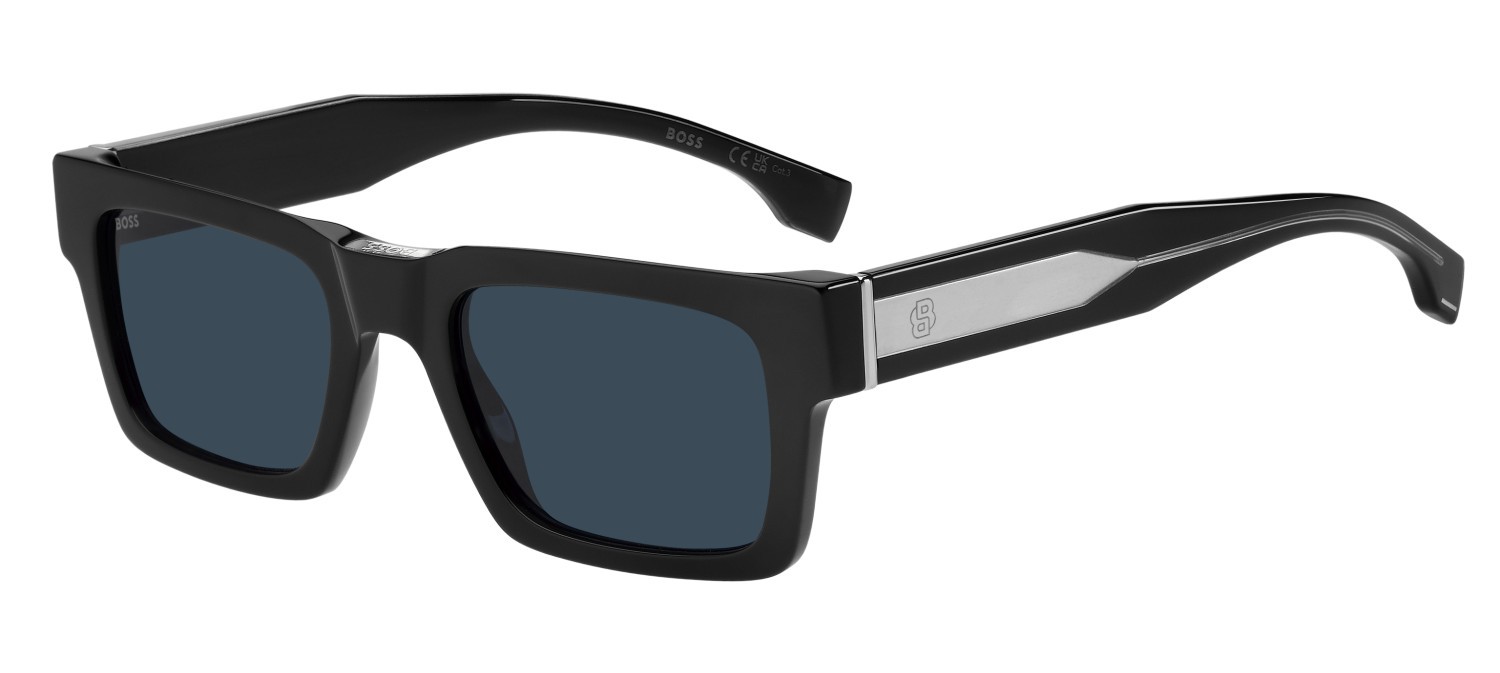 Occhiali da sole Hugo Boss 1855/S 208424 807 KU colore black forma rettangolare lenti blue