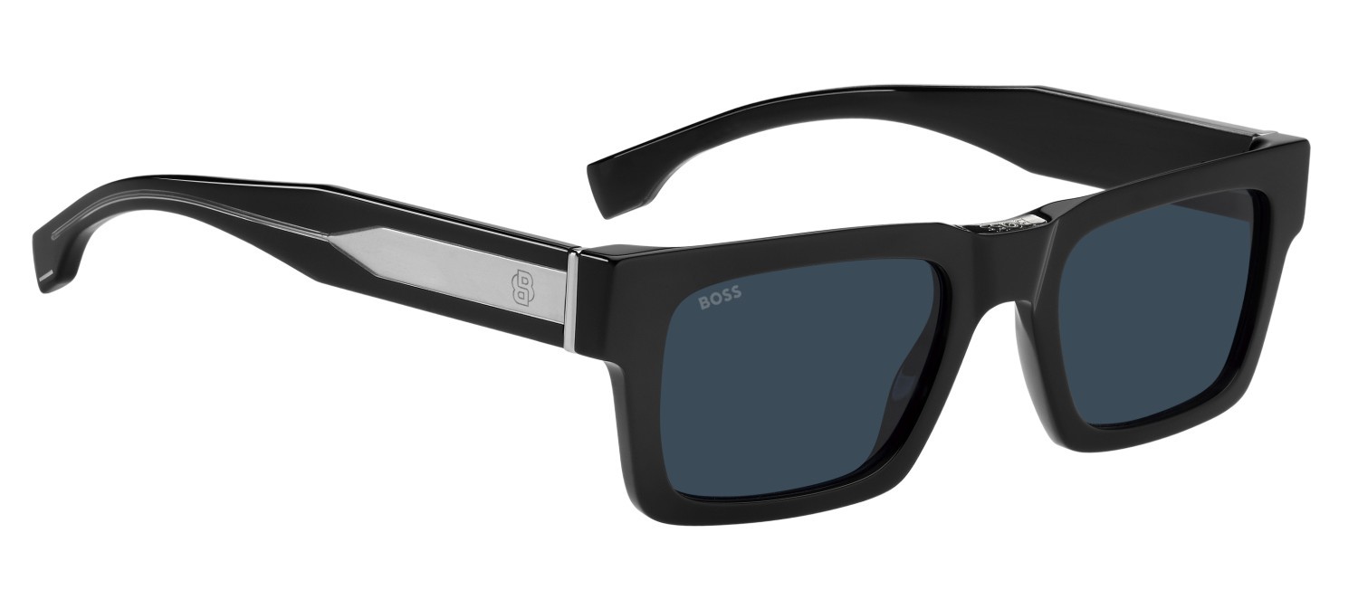 Occhiali da sole Hugo Boss 1855/S 208424 807 KU colore black forma rettangolare lenti blue
