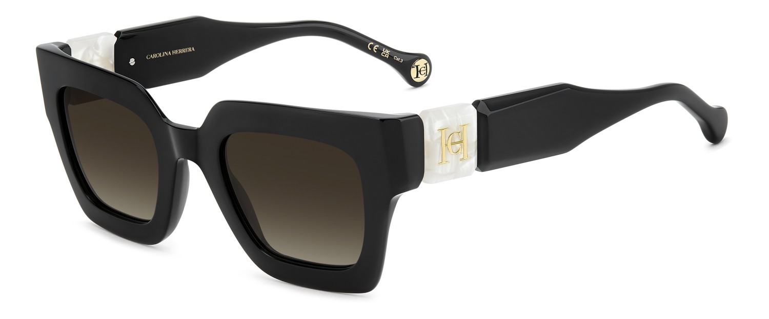 Occhiali da sole Carolina Herrera Her 0328/S 208425 GBY HA colore black marble forma quadrato lenti brown shaded
