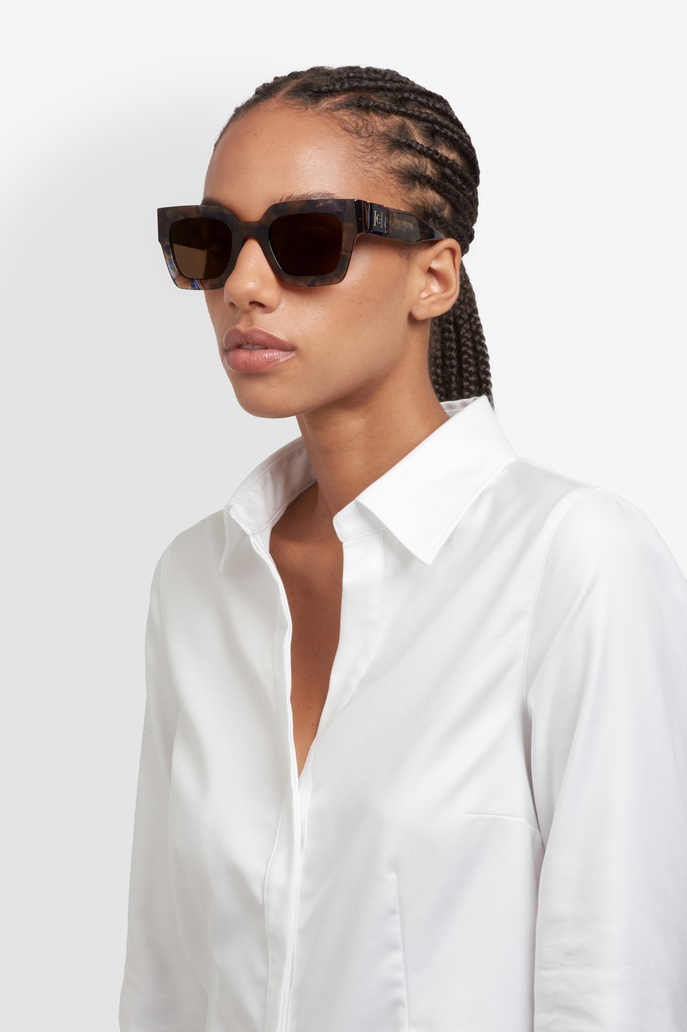 Occhiali da sole Carolina Herrera Her 0328/S 208425 JBW VP colore blue havana forma quadrato lenti gold mirror