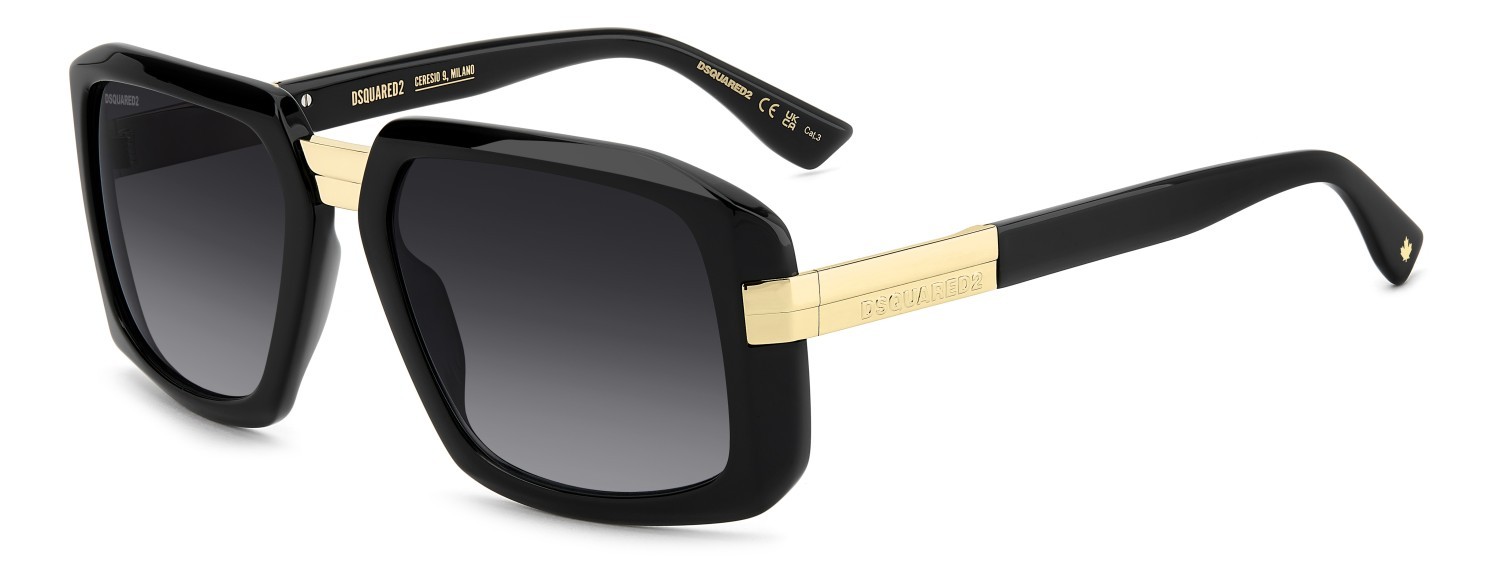 Occhiali da sole Dsquared2 D2 0178/S 208426 807 9O colore black forma rettangolare lenti dark grey shaded