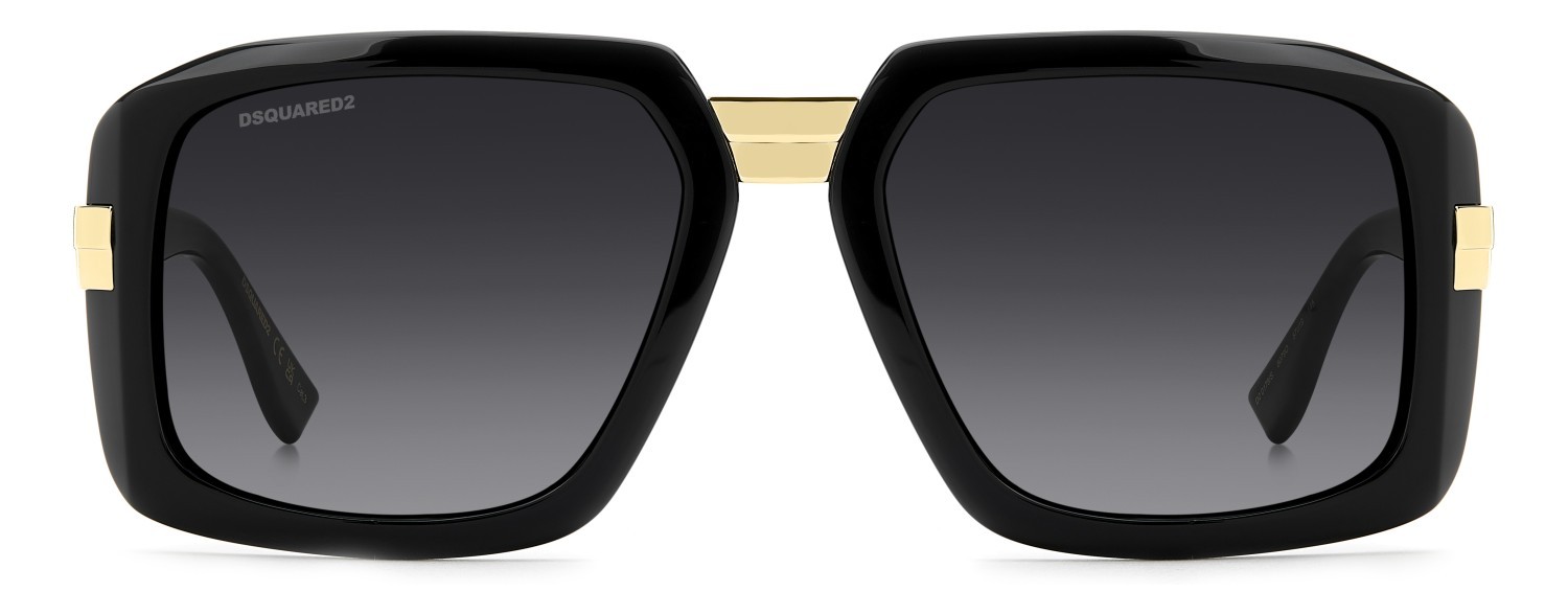 Occhiali da sole Dsquared2 D2 0178/S 208426 807 9O colore black forma rettangolare lenti dark grey shaded