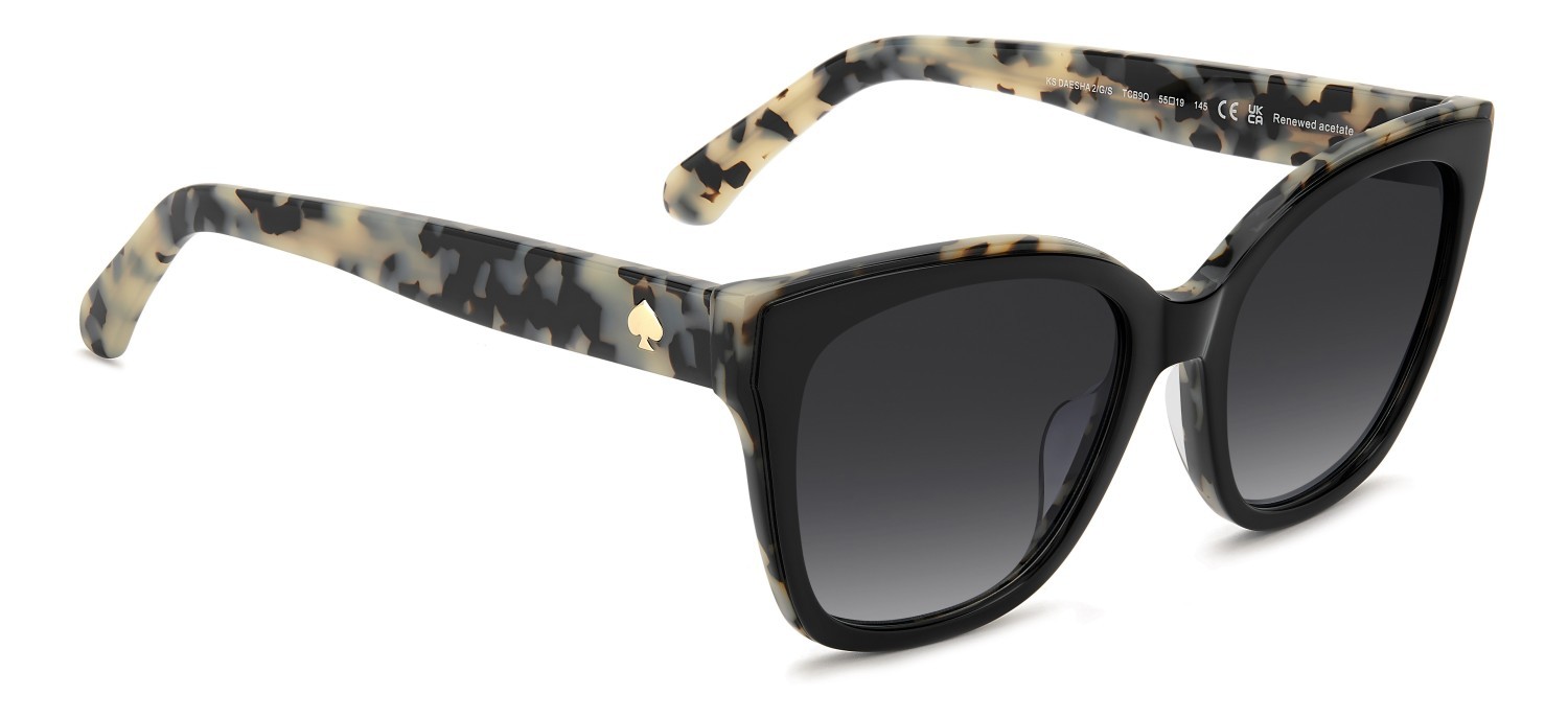 Sunglasses Kate Spade Ks Daesha 2/G 208436 TCB 9O color black white havana shape square lenses dark grey shaded