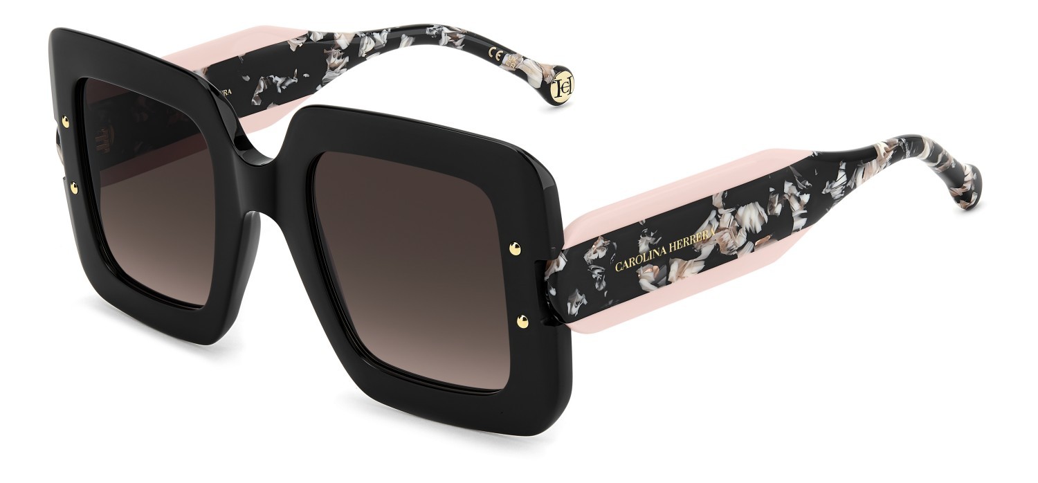 Occhiali da sole Carolina Herrera Her 0322/S 208447 3H2 HA colore black pink forma quadrato lenti brown shaded