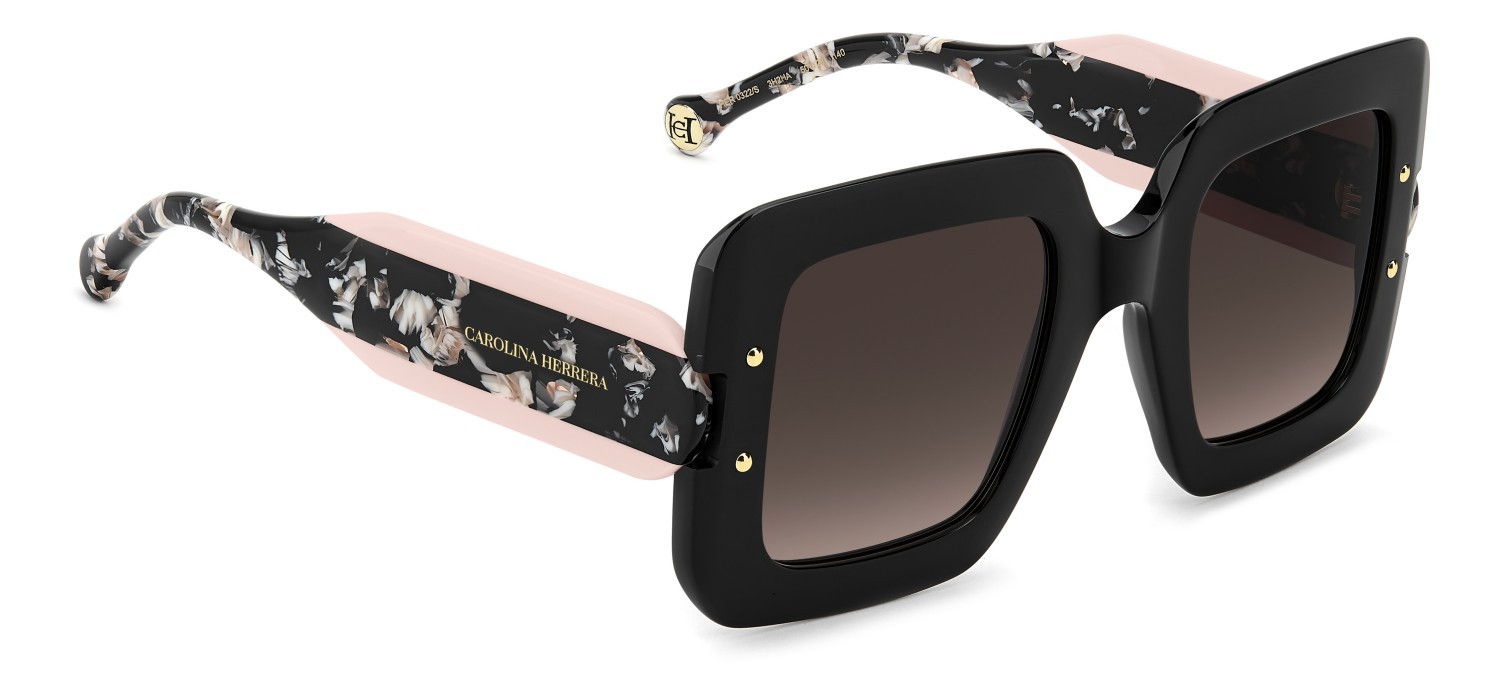 Occhiali da sole Carolina Herrera Her 0322/S 208447 3H2 HA colore black pink forma quadrato lenti brown shaded