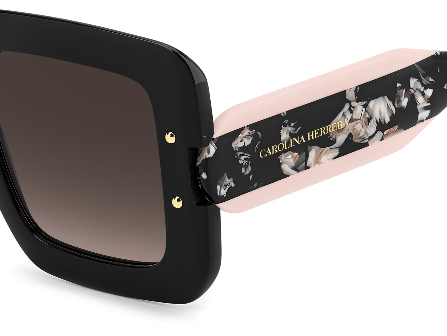 Occhiali da sole Carolina Herrera Her 0322/S 208447 3H2 HA colore black pink forma quadrato lenti brown shaded