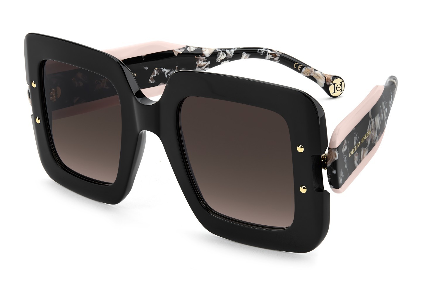 Occhiali da sole Carolina Herrera Her 0322/S 208447 3H2 HA colore black pink forma quadrato lenti brown shaded