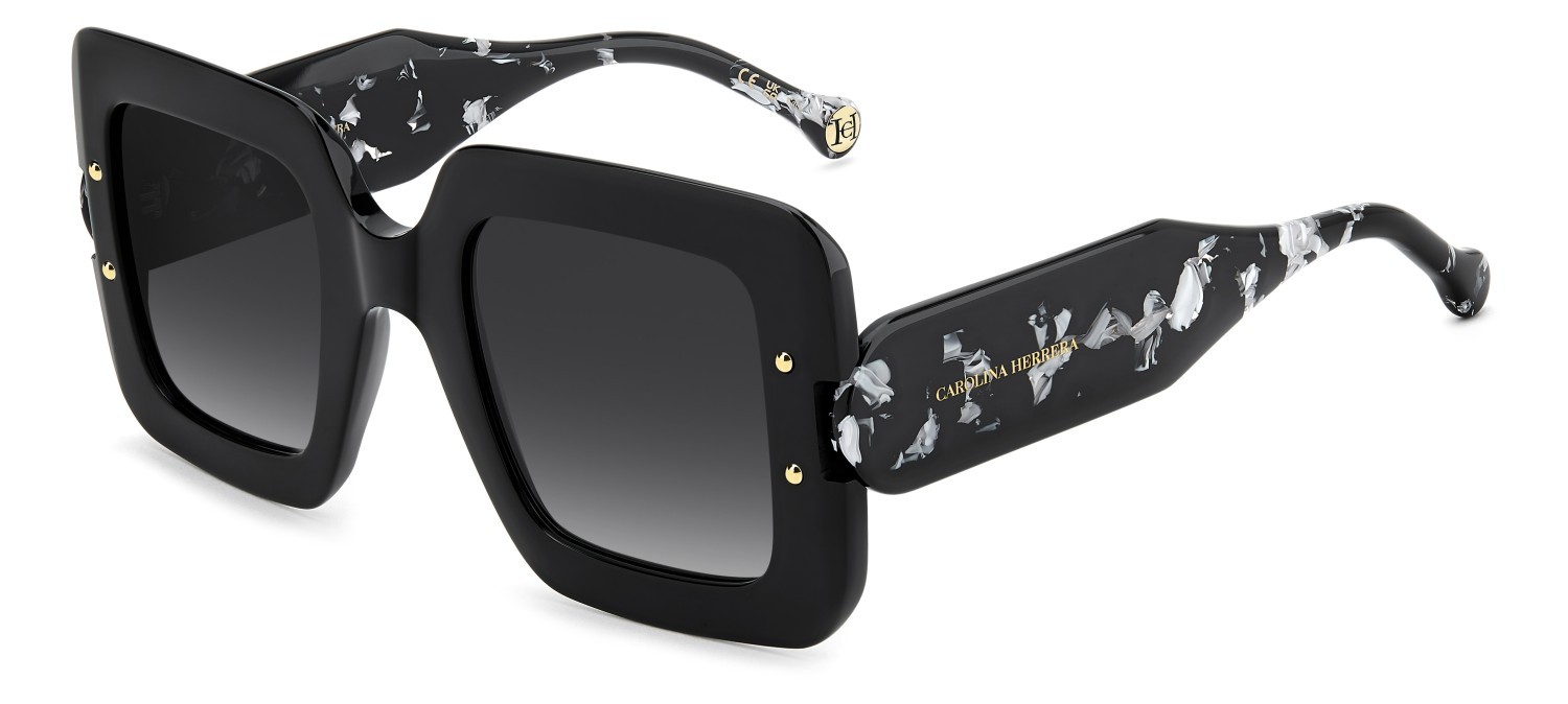 Occhiali da sole Carolina Herrera Her 0322/S 208447 807 9O colore black forma quadrato lenti dark grey shaded