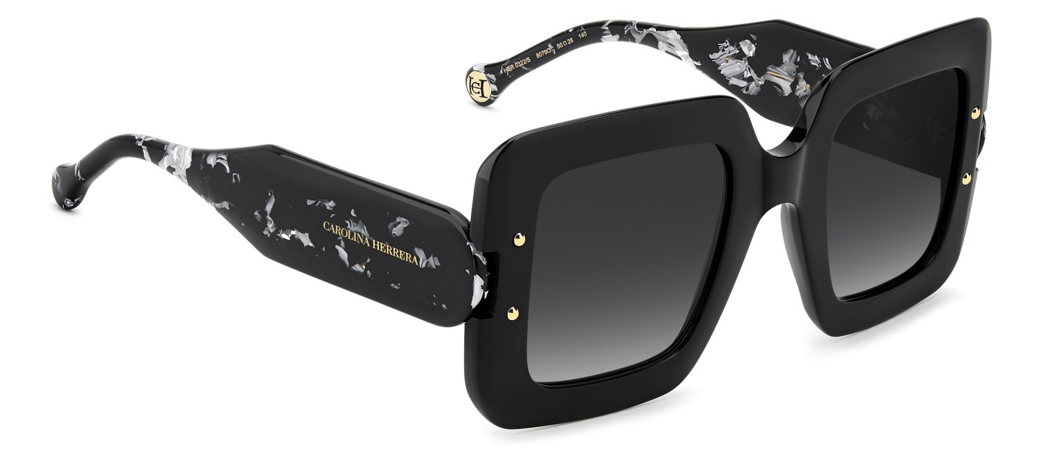 Occhiali da sole Carolina Herrera Her 0322/S 208447 807 9O colore black forma quadrato lenti dark grey shaded