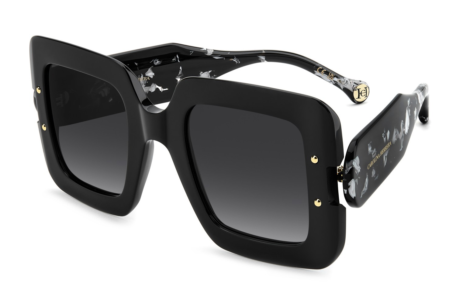 Occhiali da sole Carolina Herrera Her 0322/S 208447 807 9O colore black forma quadrato lenti dark grey shaded