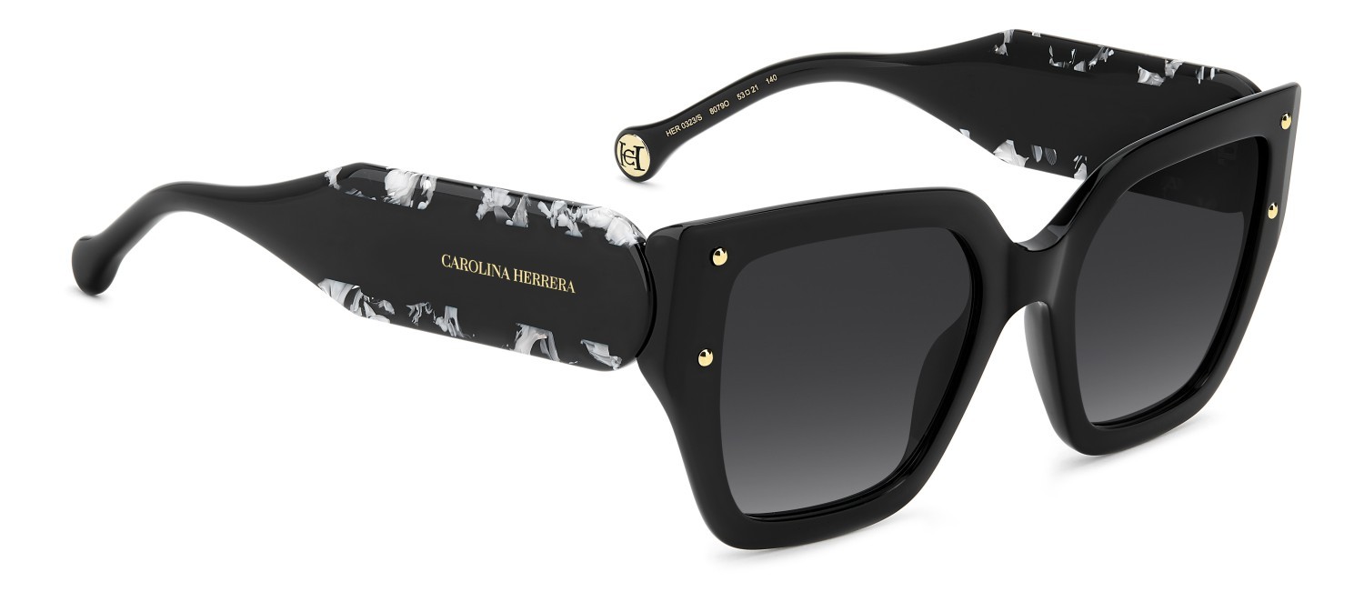 Occhiali da sole Carolina Herrera Her 0323/S 208448 807 9O colore black forma quadrato lenti dark grey shaded