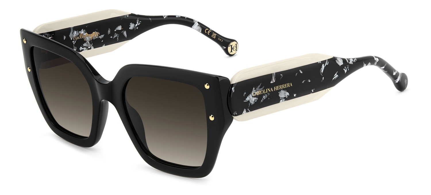 Occhiali da sole Carolina Herrera Her 0323/S 208448 80S HA colore black white forma quadrato lenti brown shaded