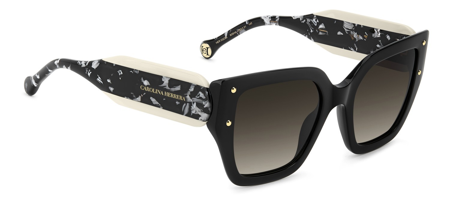 Occhiali da sole Carolina Herrera Her 0323/S 208448 80S HA colore black white forma quadrato lenti brown shaded