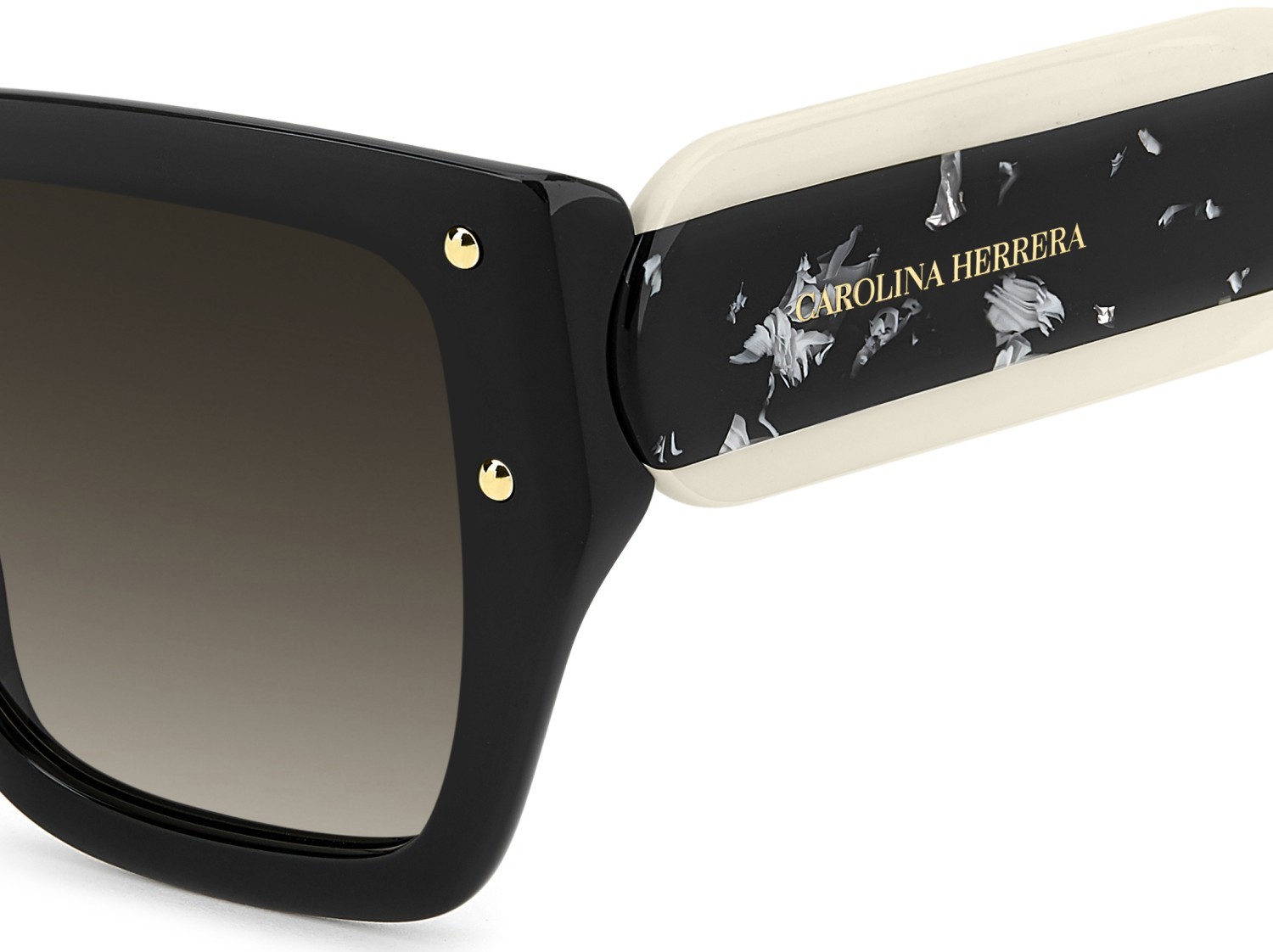 Occhiali da sole Carolina Herrera Her 0323/S 208448 80S HA colore black white forma quadrato lenti brown shaded