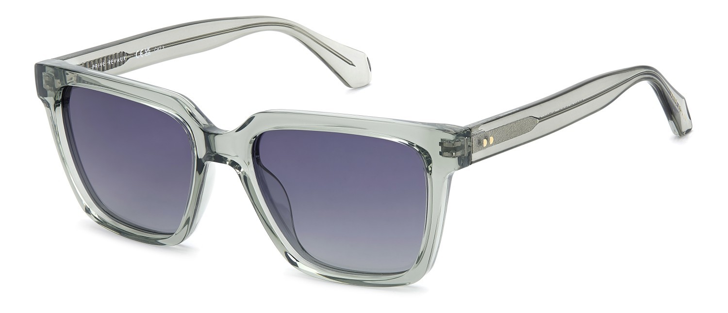 Sunglasses Privé Revaux Boom Clap/G 208452 6NT WJ color green striped grey shape square lenses grey shaded polarized