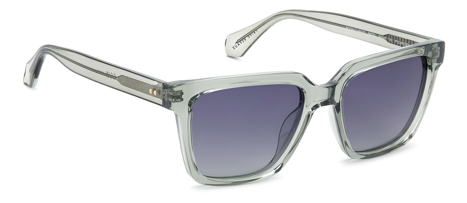 Sunglasses Privé Revaux Boom Clap/G 208452 6NT WJ color green striped grey shape square lenses grey shaded polarized