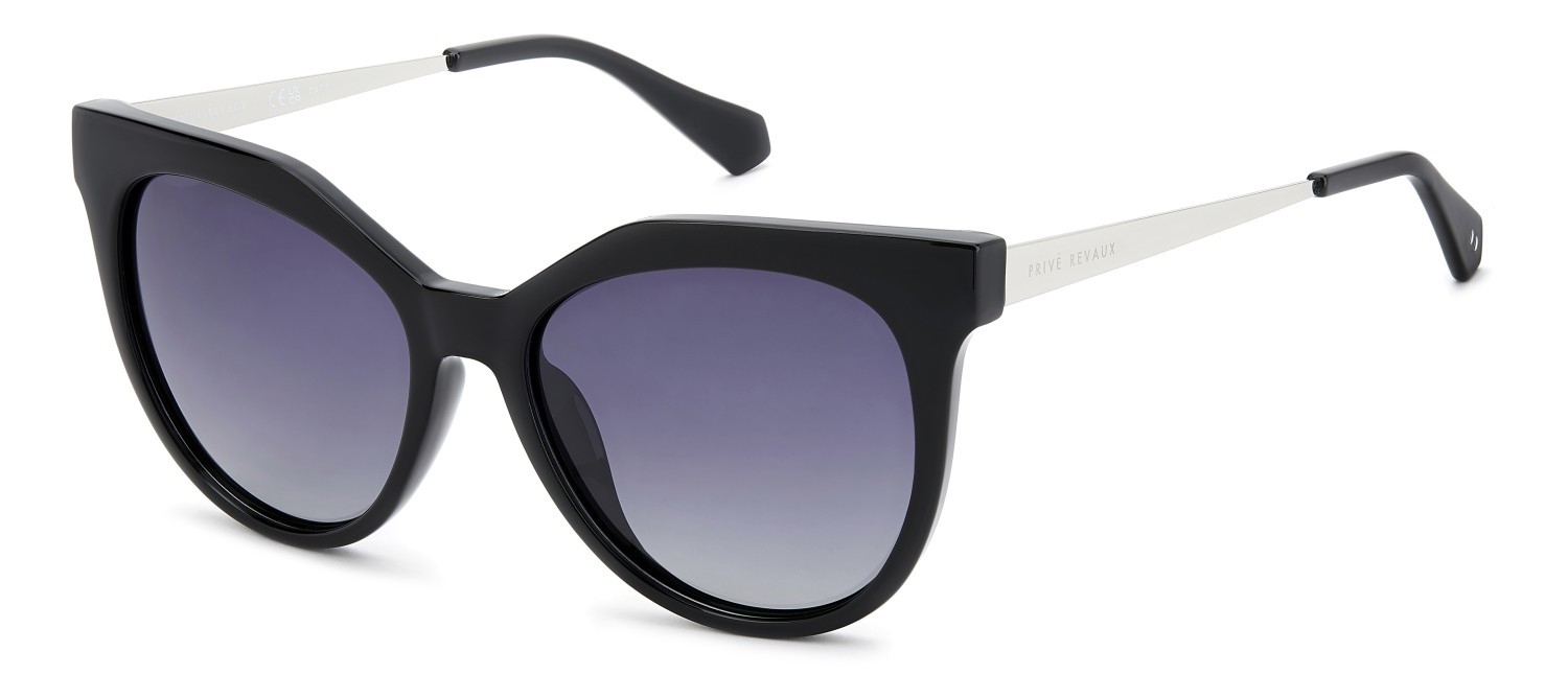 Sunglasses Privé Revaux Chromatic/G 208453 807 WJ color black shape round lenses grey shaded polarized
