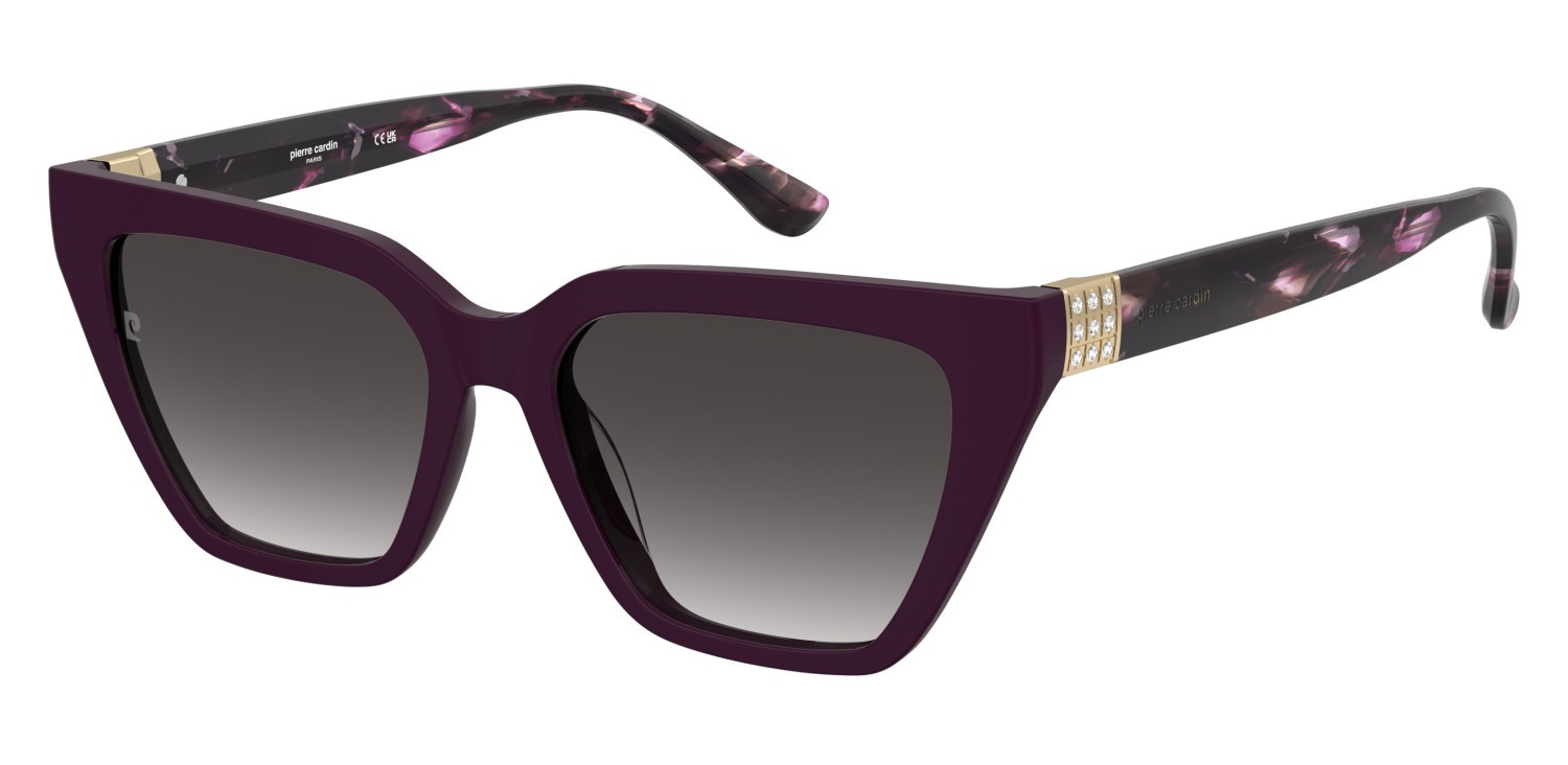 Sunglasses Pierre Cardin P.c. 8549/S 208514 LHF 9O color burgundy 2 shape cat eye lenses dark grey shaded