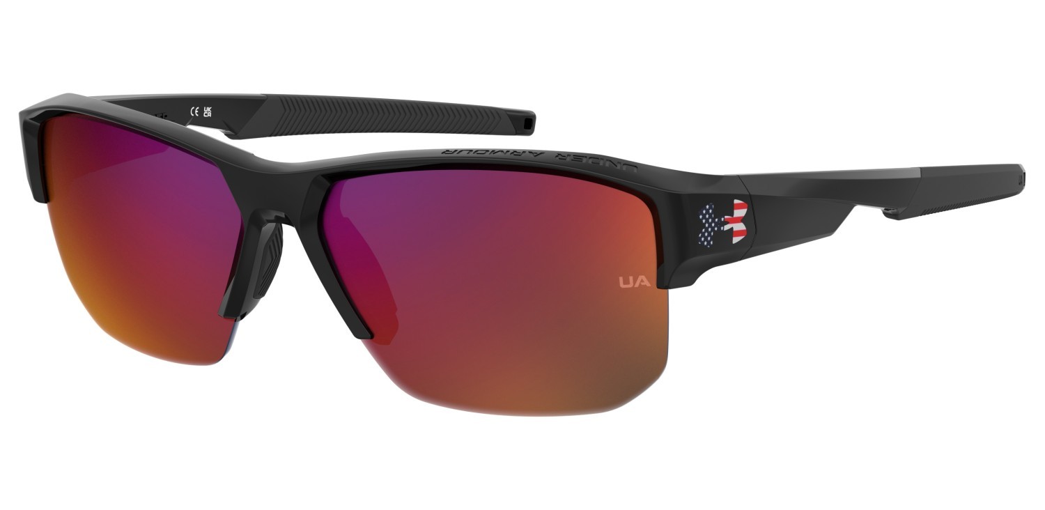 Sunglasses Under Armour Uafanaticaltl/G 208516 OIT MI color black red shape rectangle lenses grey infrared